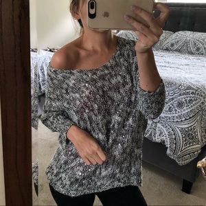 Slouchy Sweater w/ Silver Sequins ✨